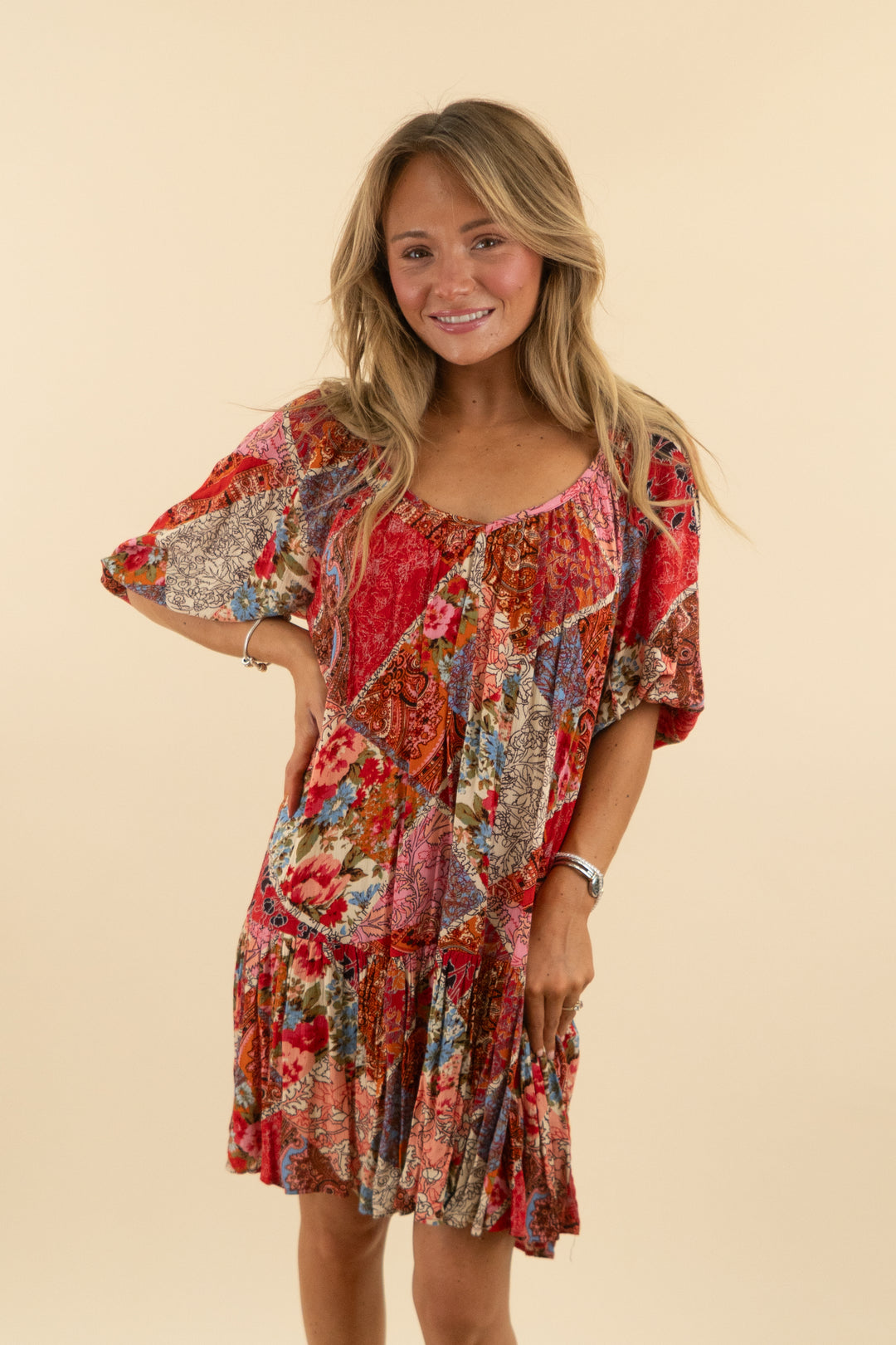Love Stitch Red Pattern Mini Dress (s; retail $88)