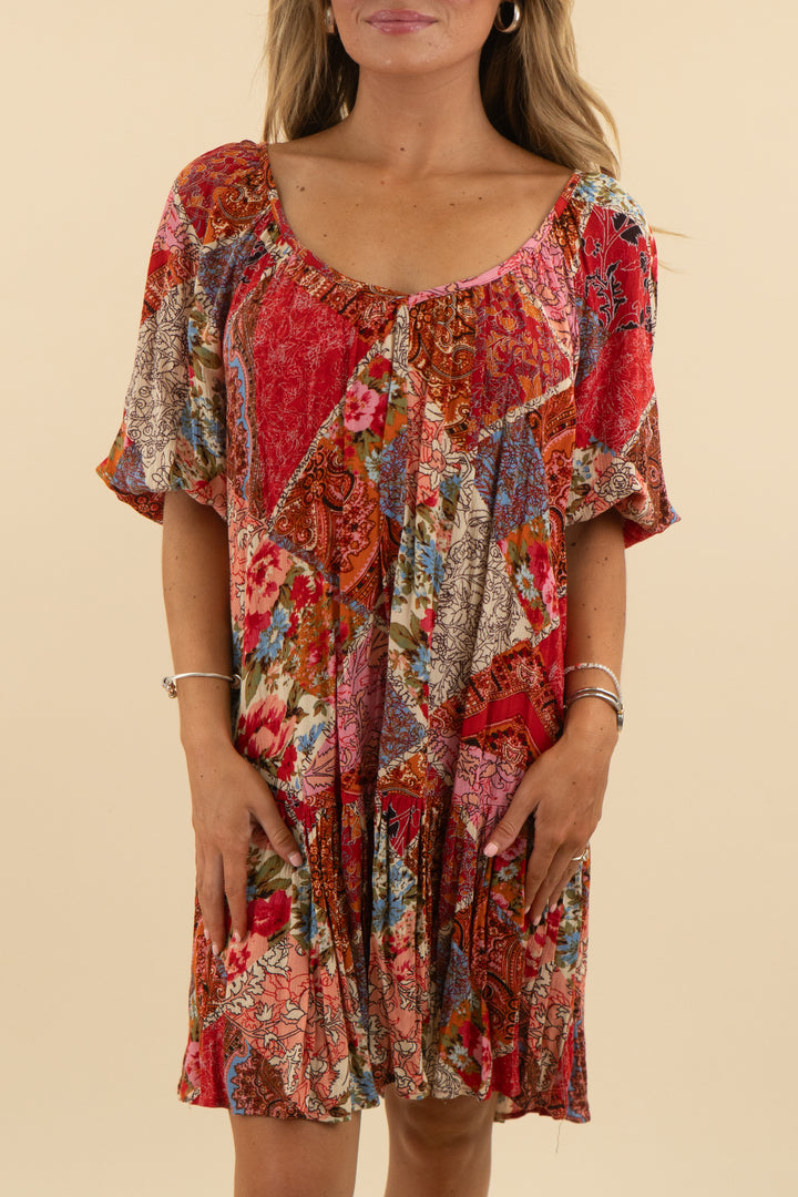 Love Stitch Red Pattern Mini Dress (s; retail $88)