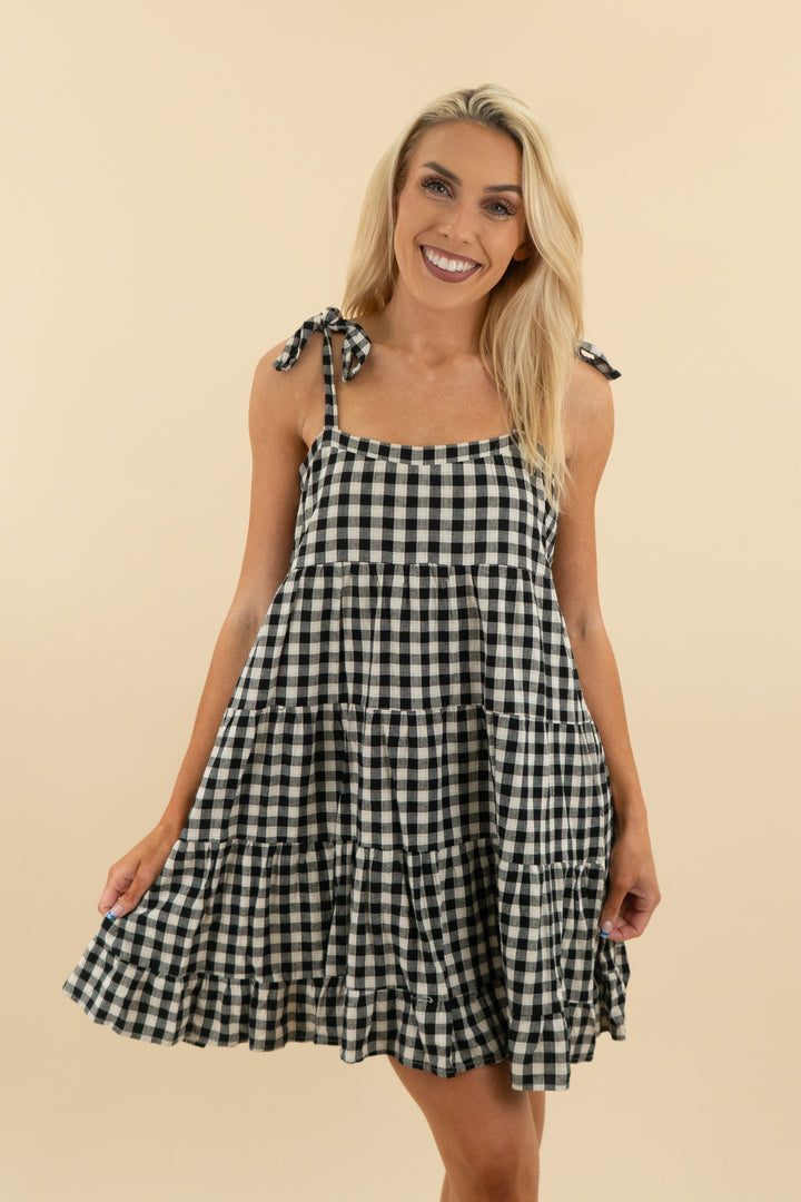 Petal + Pup White & Black GIngham Mini Dress (4: retail $89)