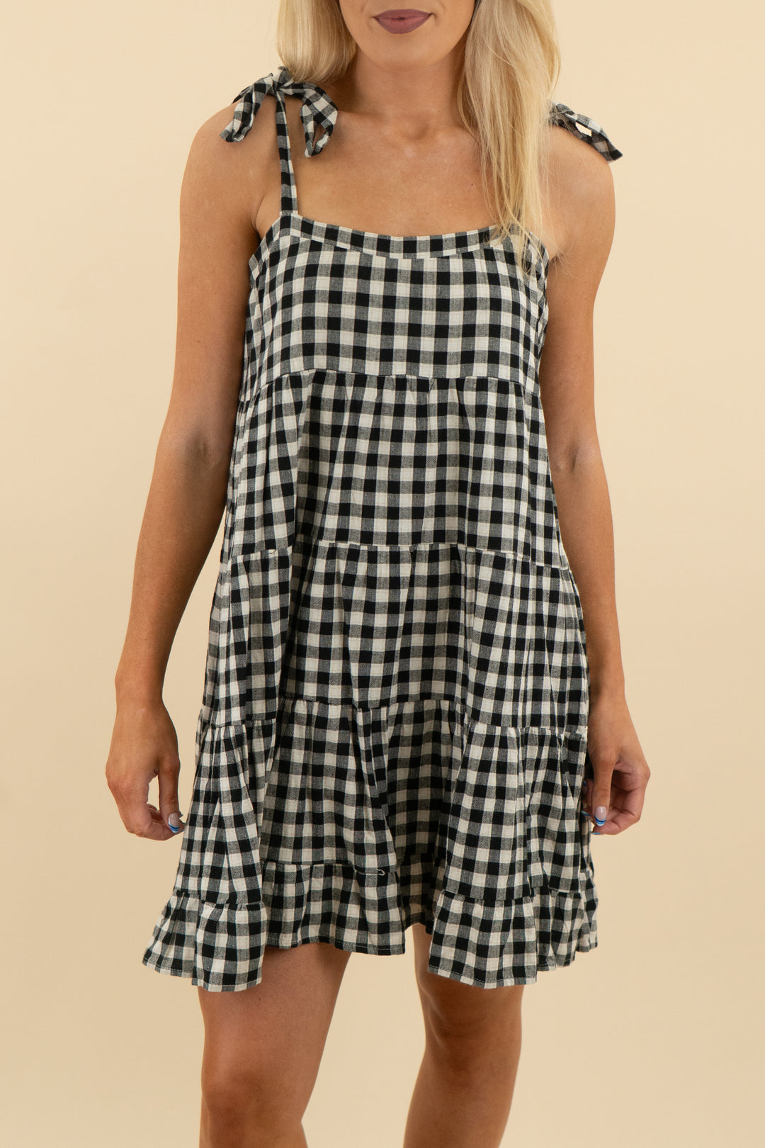 Petal + Pup White & Black GIngham Mini Dress (4: retail $89)