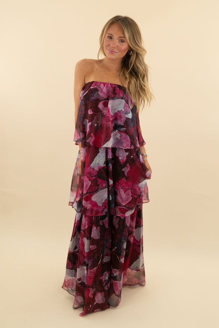 Petal + Pup Purple Floral Strapless Maxi Dress nwt (s: retail $99)