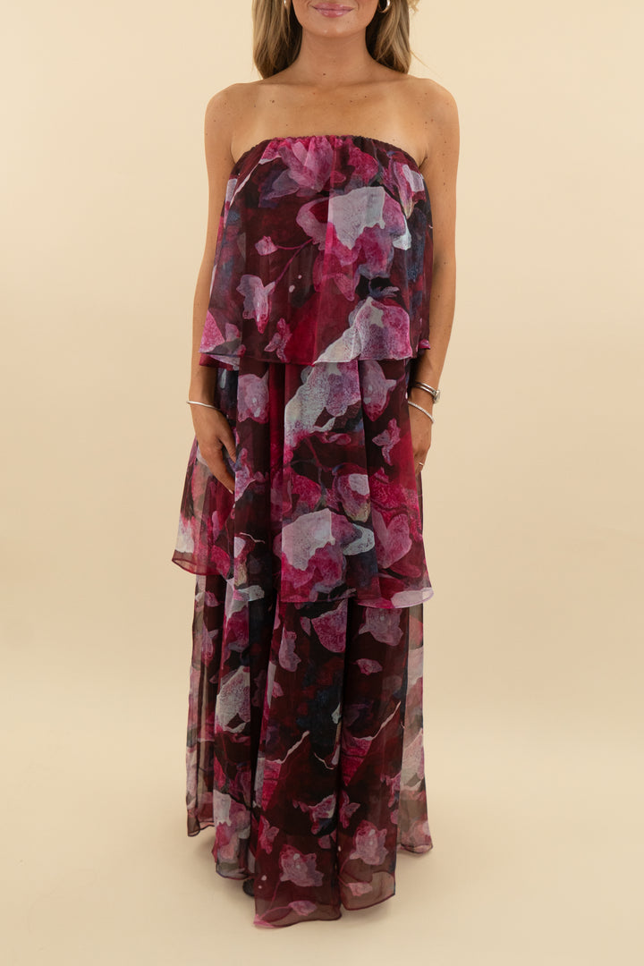 Petal + Pup Purple Floral Strapless Maxi Dress nwt (s: retail $99)