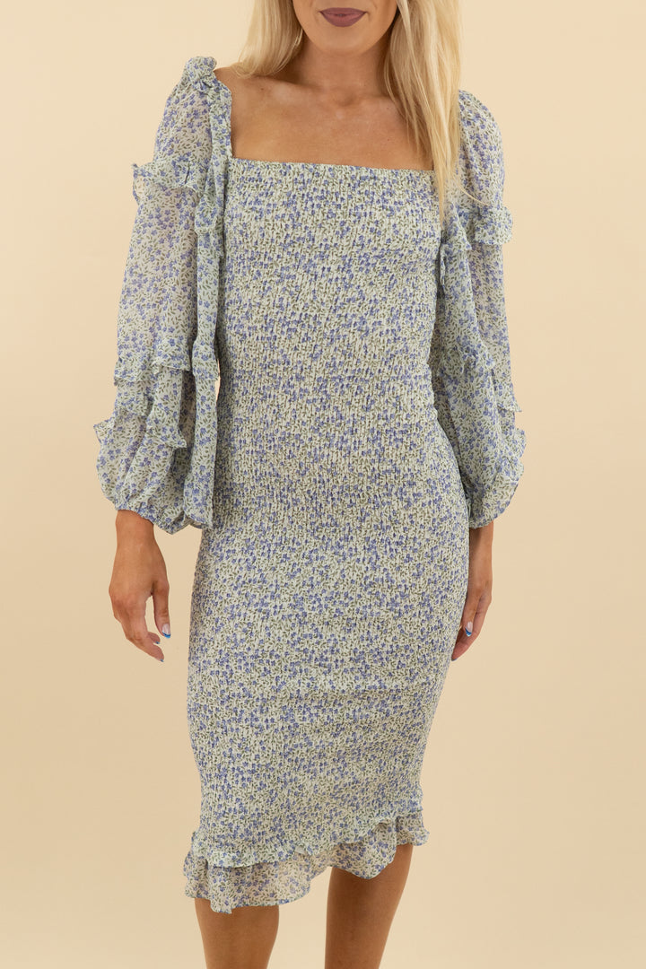 Petal + Pup White Floral Smocked Midi Dress (6: retail $99)
