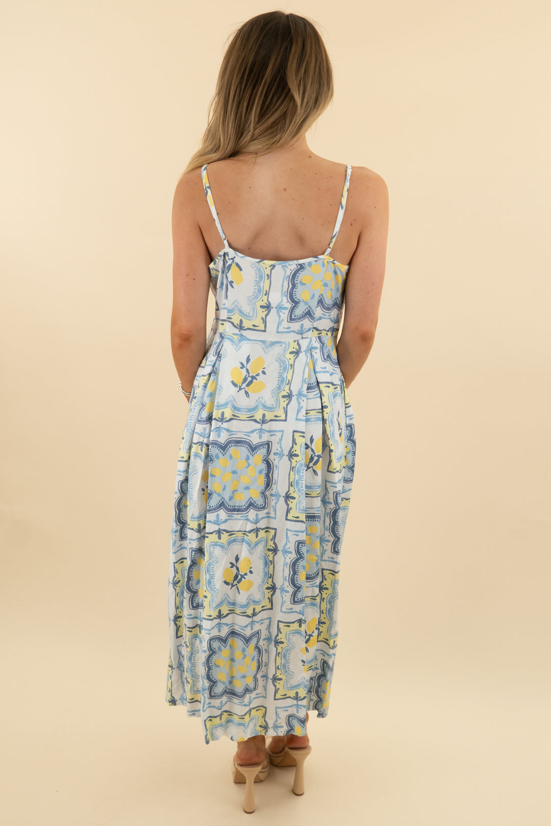 Loft White & Blue Lemon Midi Dress nwt (4: retail $110)