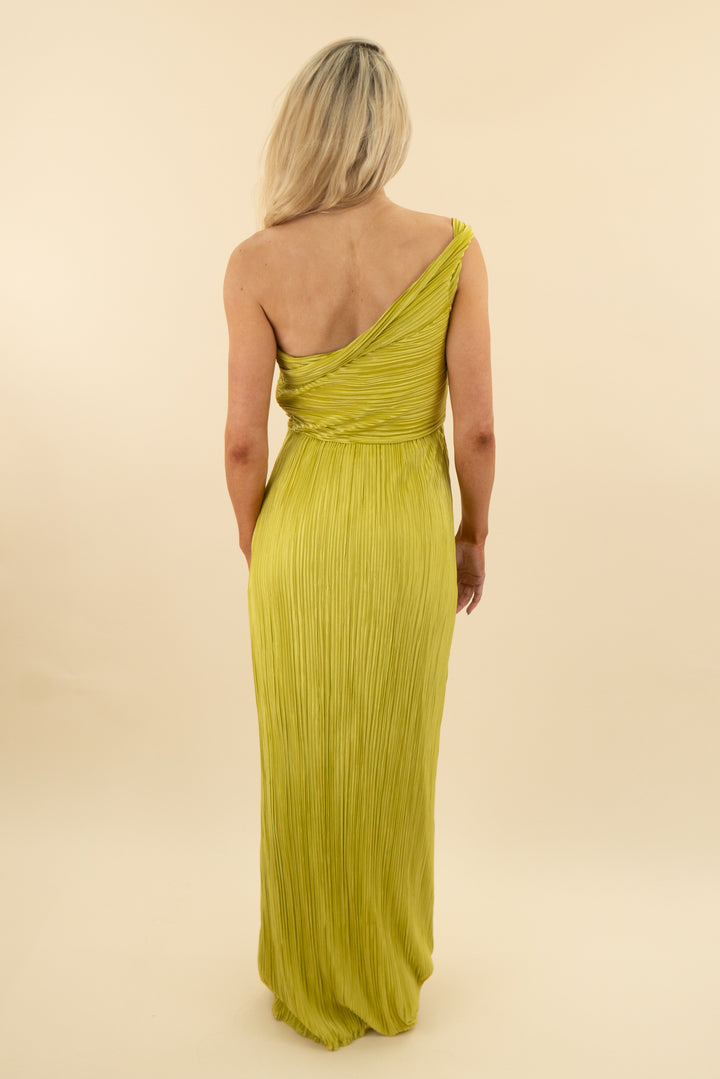 Lulus One Shoulder Green Textured Maxi Dress nwt (m: retail $89)