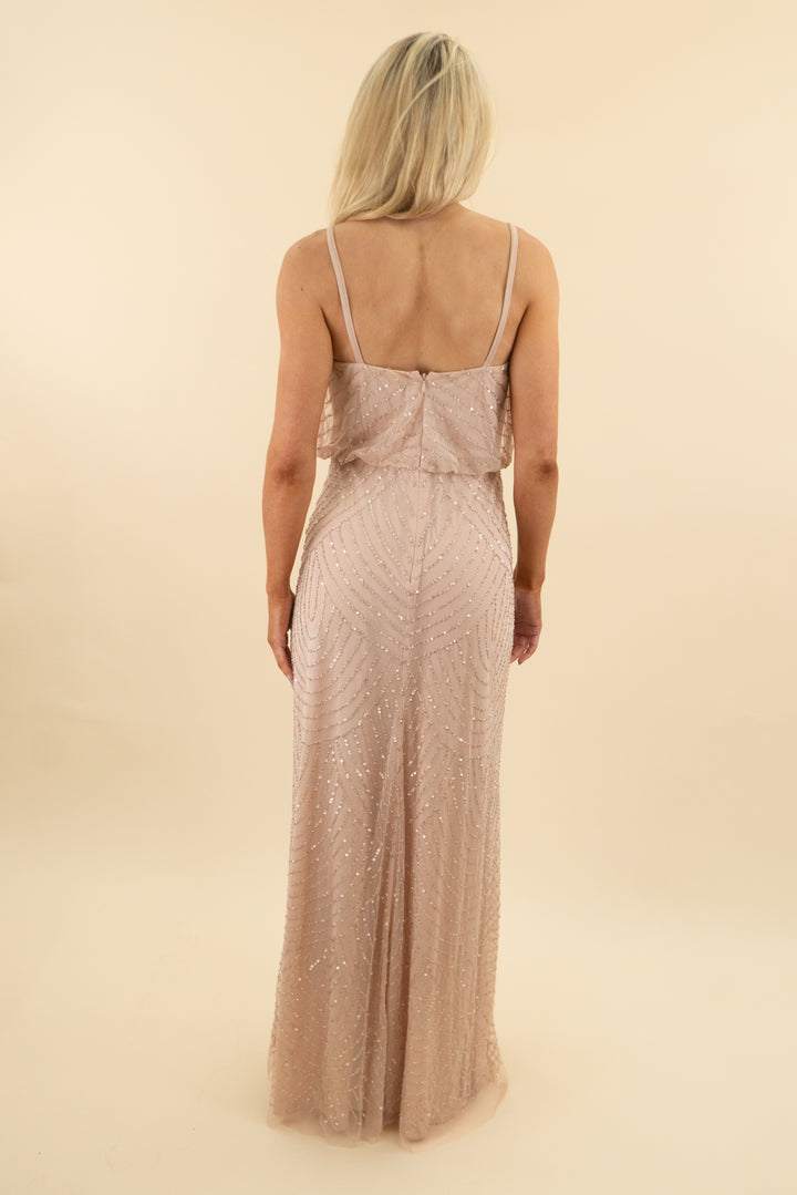 adrianna papell light pink gown (s; retail $250)