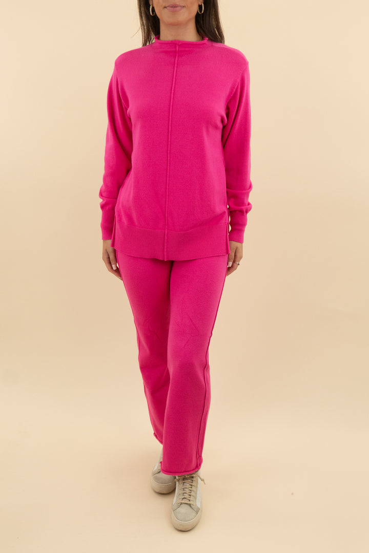 hot pink knit pant and long sleeve sweater (s; retail $58)