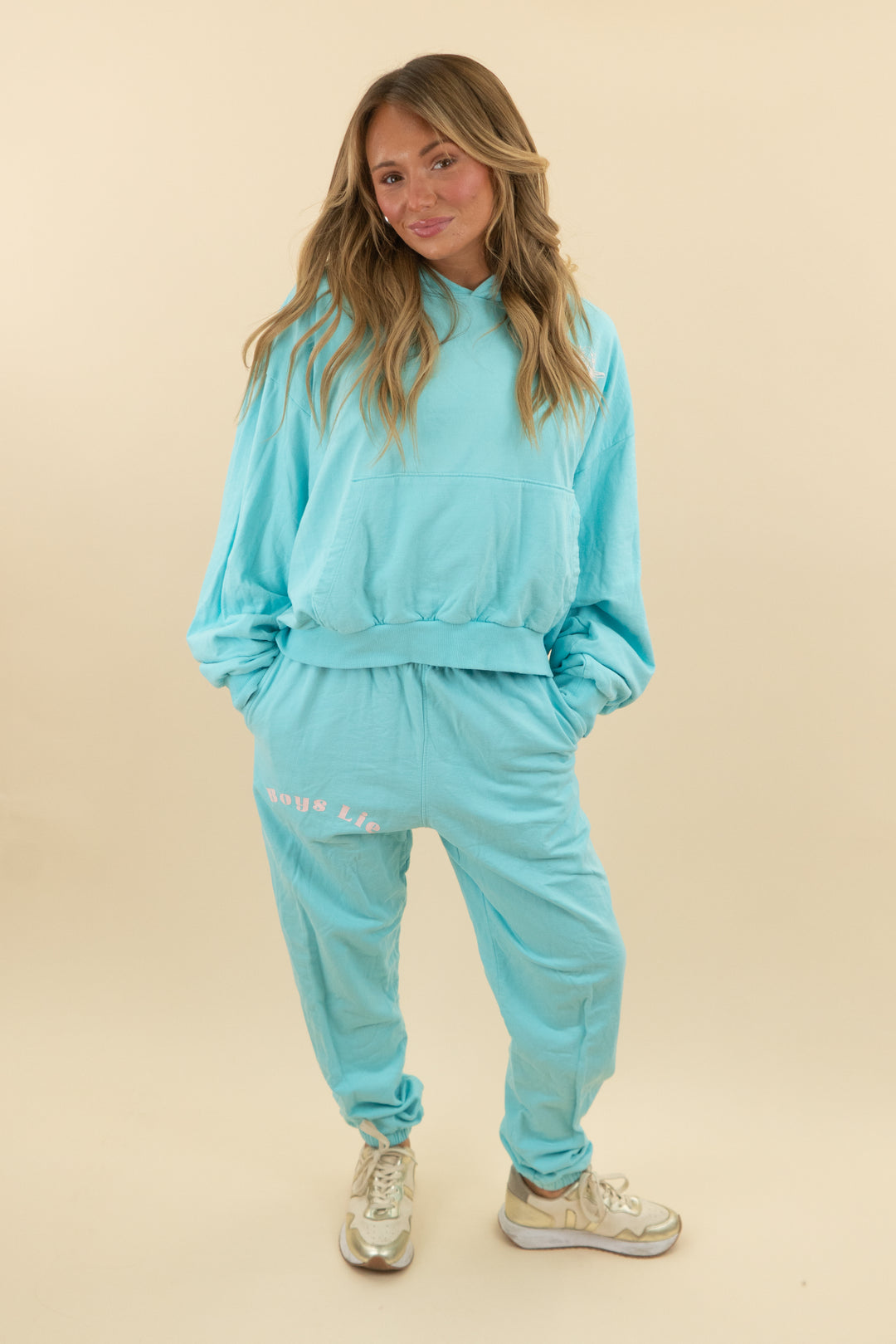 16. boys lie aqua sweatshirt and jogger set (s; retail $200)