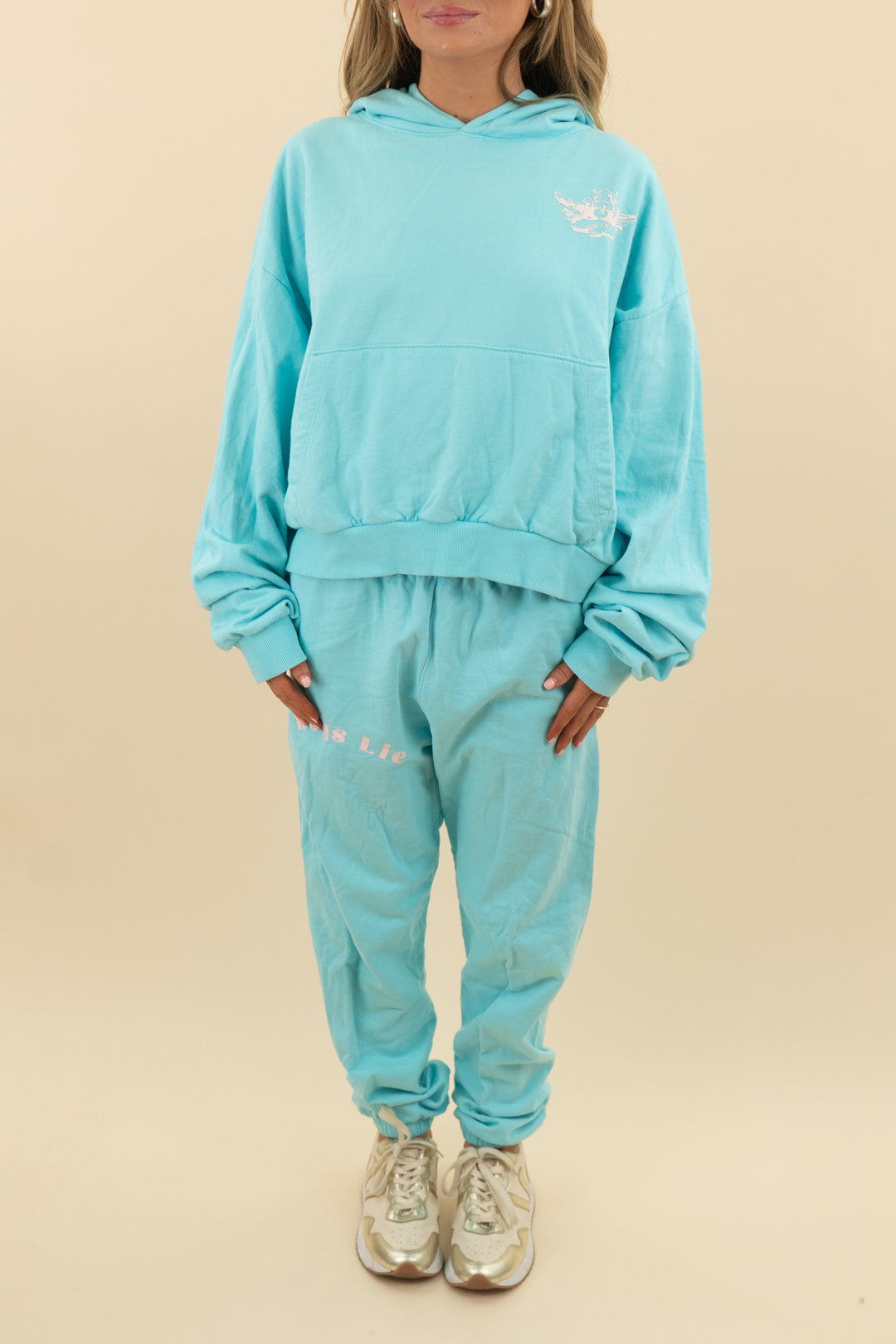 16. boys lie aqua sweatshirt and jogger set (s; retail $200)