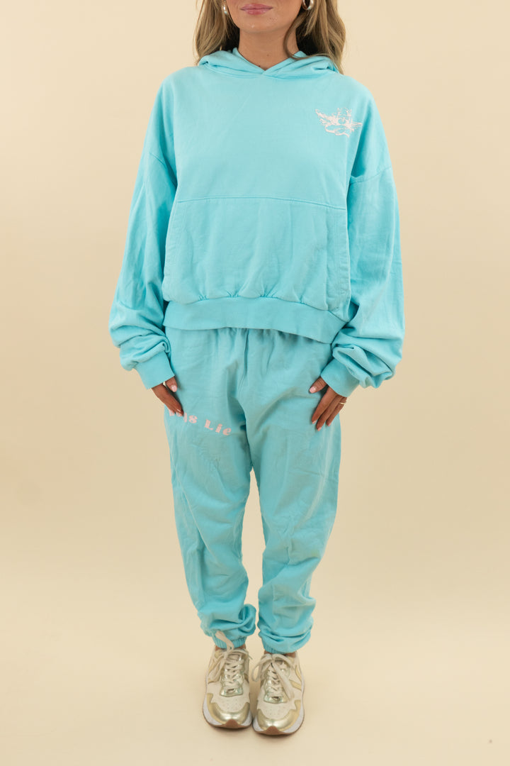 16. boys lie aqua sweatshirt and jogger set (s; retail $200)