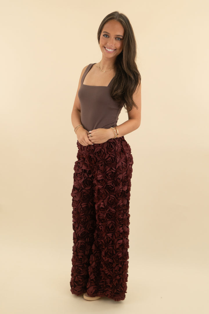 akira floral burgundy pant nwt (s; retail $75.90)
