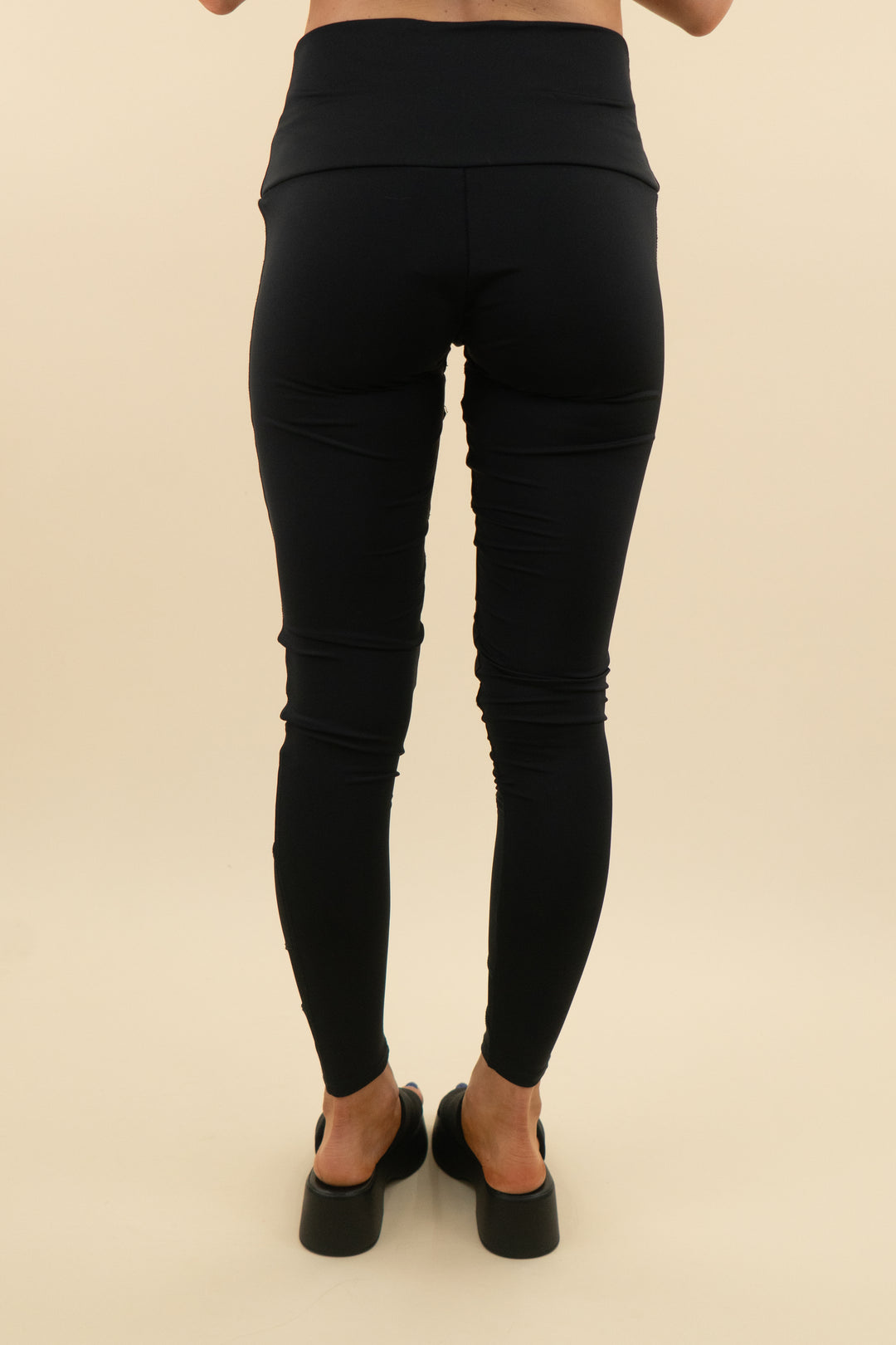 onzie black mesh striped leggings (s/m; retail $84)