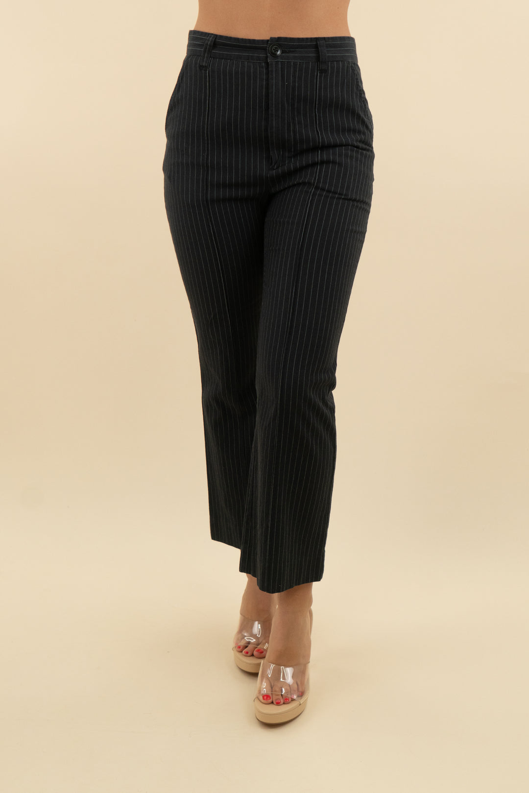 The Great Black Pinstripe Pants (26; retail $395)