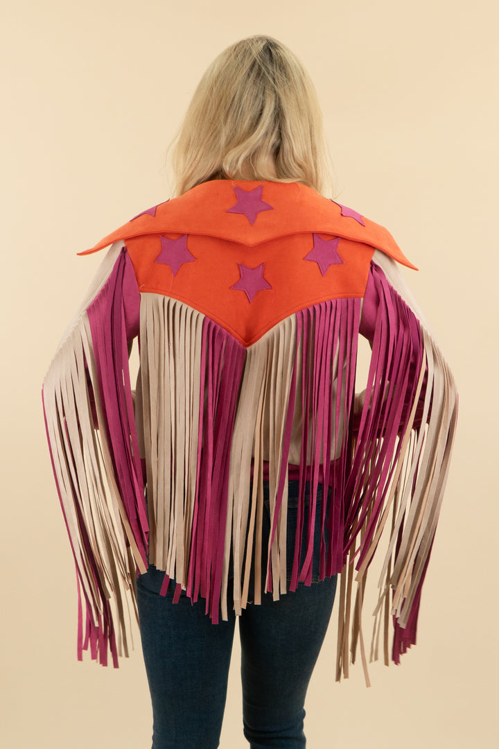 cloud ten cowgirl fringe suede jacket (s; retail $90)