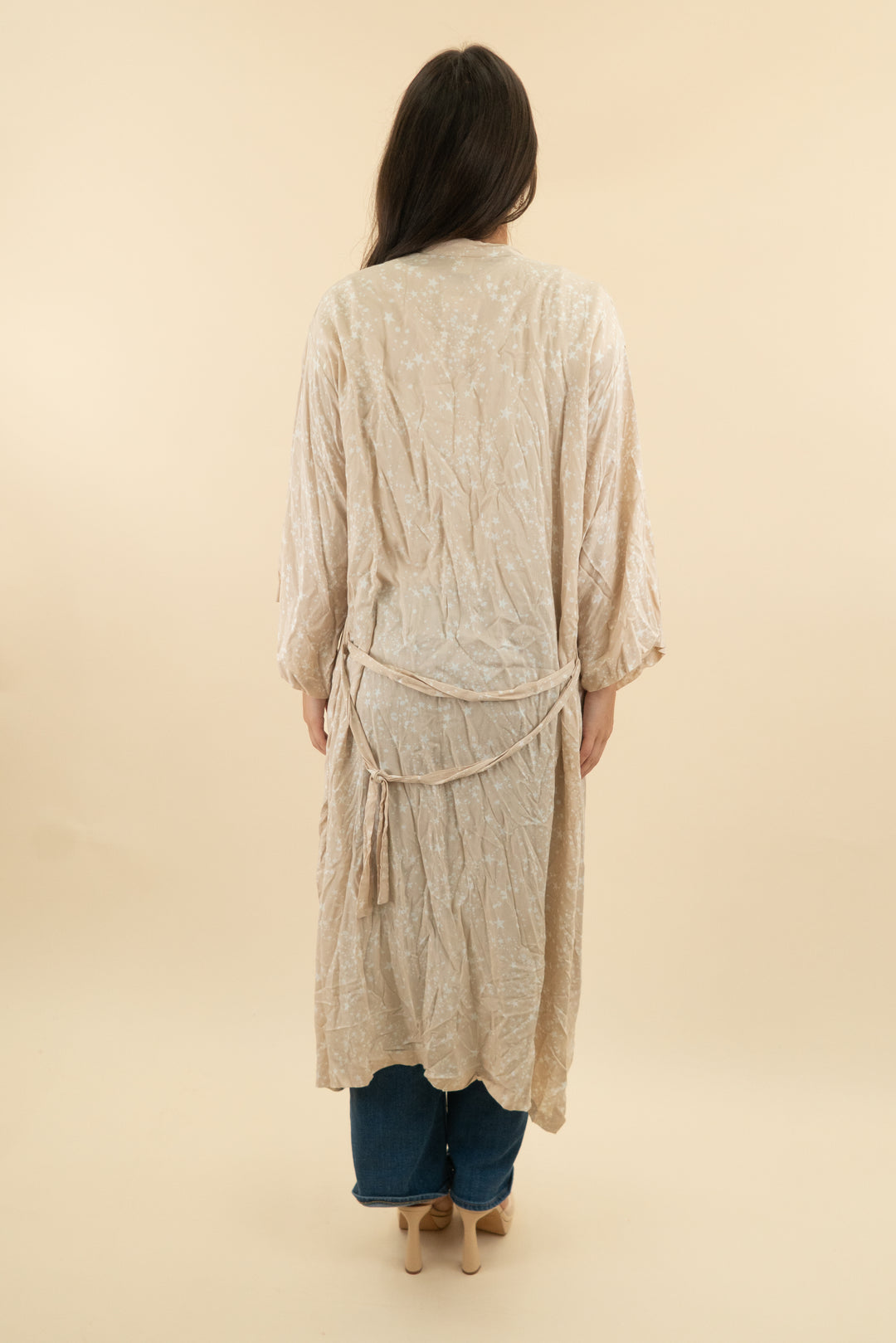 stillwater light tan star print kimono (1; retail $75)