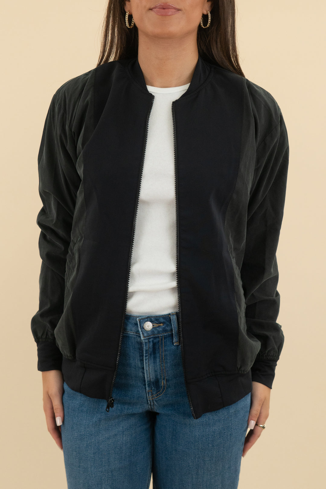 tribe kelley black bomber jacket (xs; retail $120)