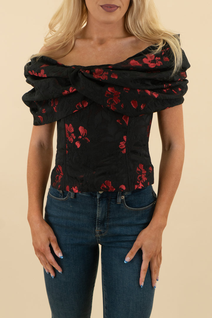 white house black market black and red floral jacquard top (2)