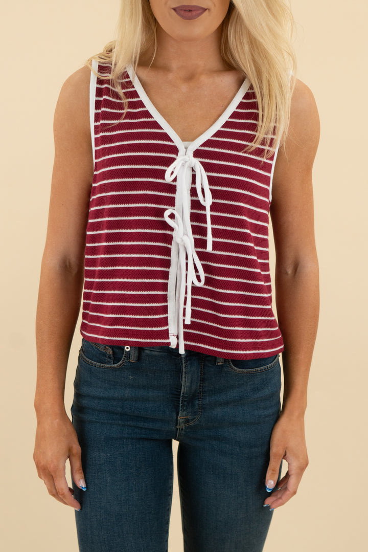 Loft Wine & White Stripe Top nwt (s: retail $39)