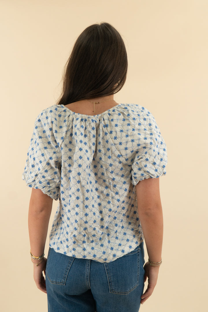 Loft White & Blue Floral Top (s: retail $69)