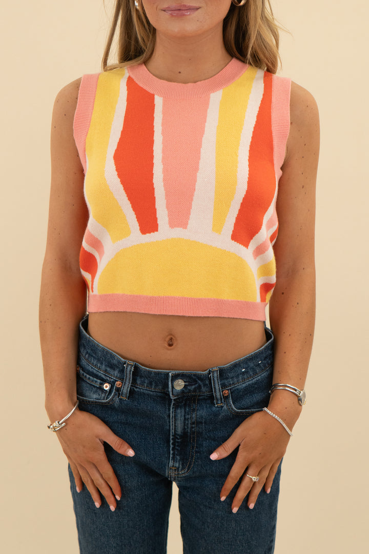 dee elly multicolor sunrise knit sleeveless top (s; retail $58)