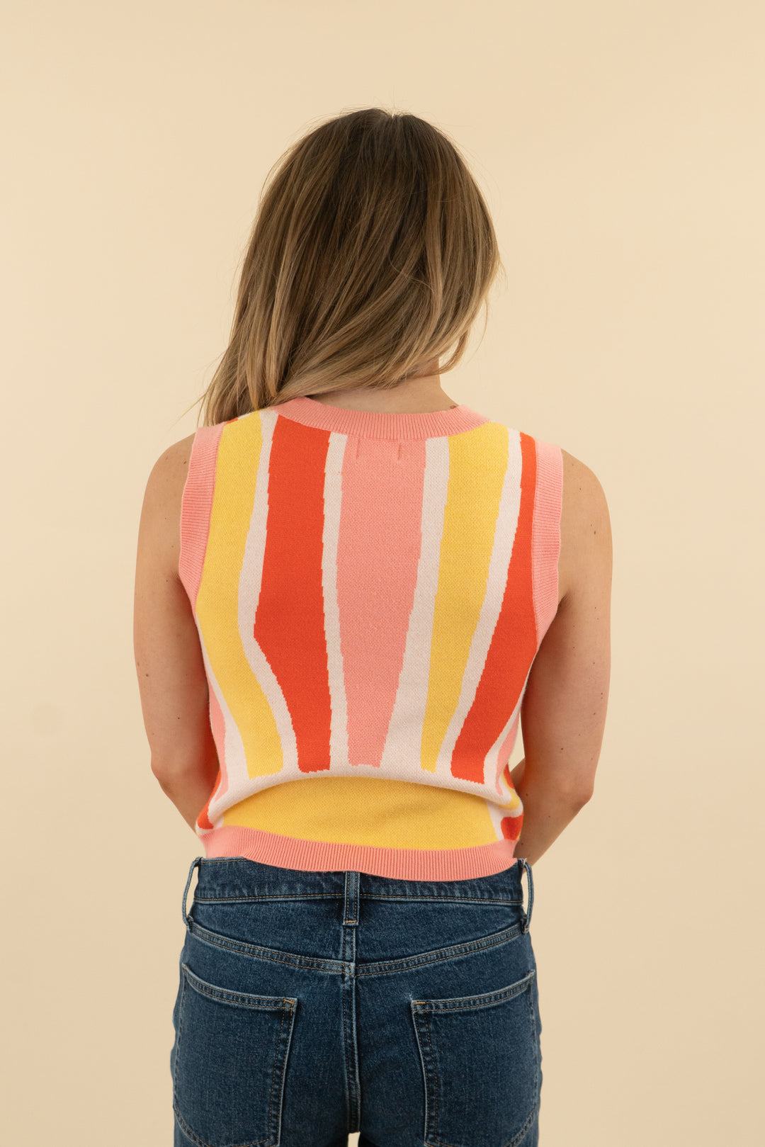 dee elly multicolor sunrise knit sleeveless top (s; retail $58)