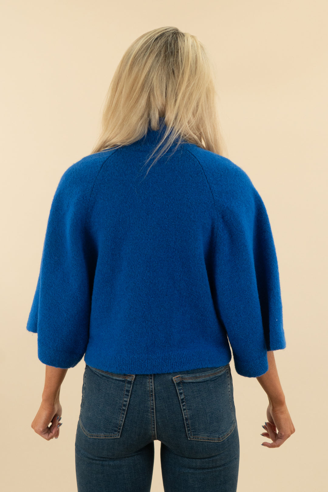 zara cobalt blue short sleeve turtleneck sweater (s; retail $45)