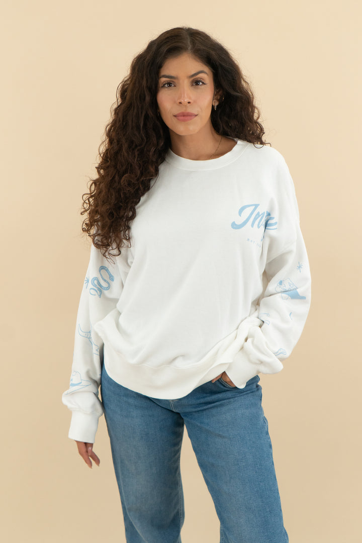 22. inzy white crewneck sweatshirt (m; retail $60)
