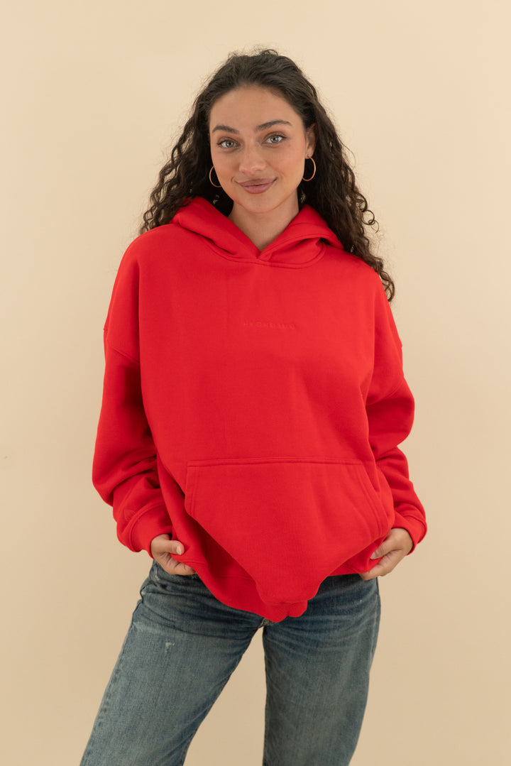 acta red bows graphic hoodie nwt (l/xl; retail $65)