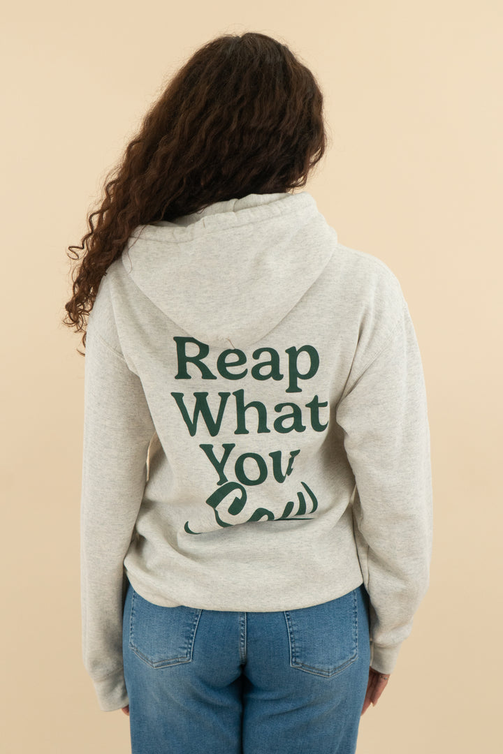 grey reap what you sow hoodie (m; retail $60)