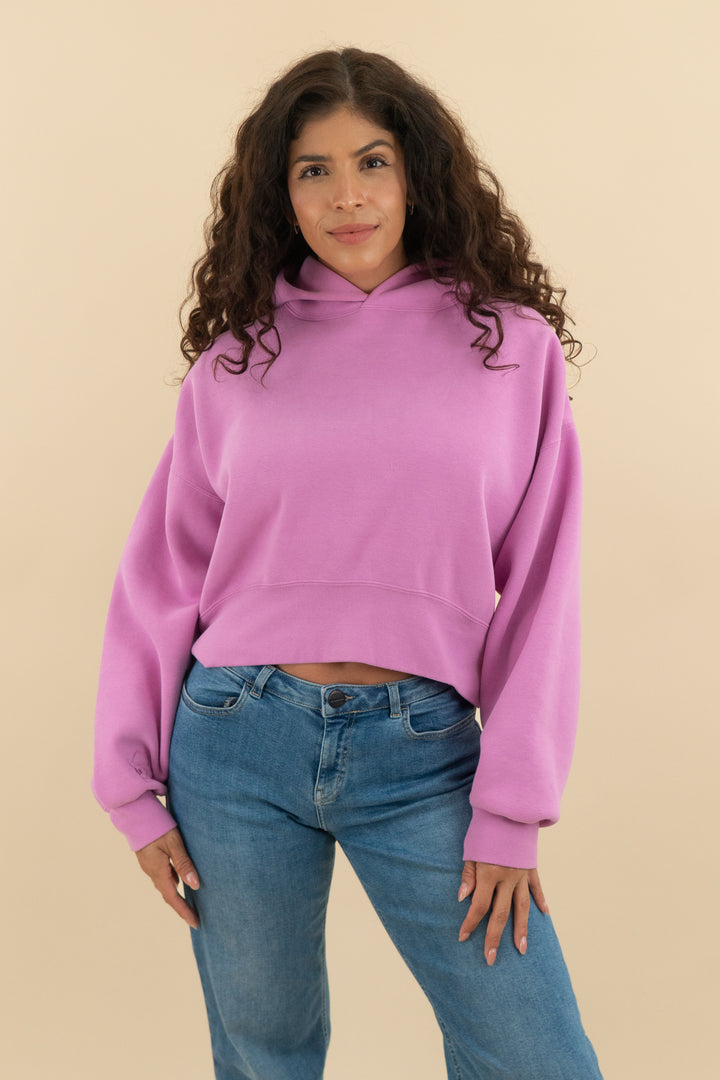 inzy purple cropped hoodie (m; retail $70)