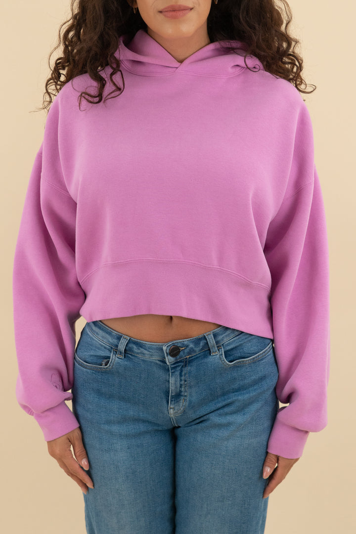 inzy purple cropped hoodie (m; retail $70)
