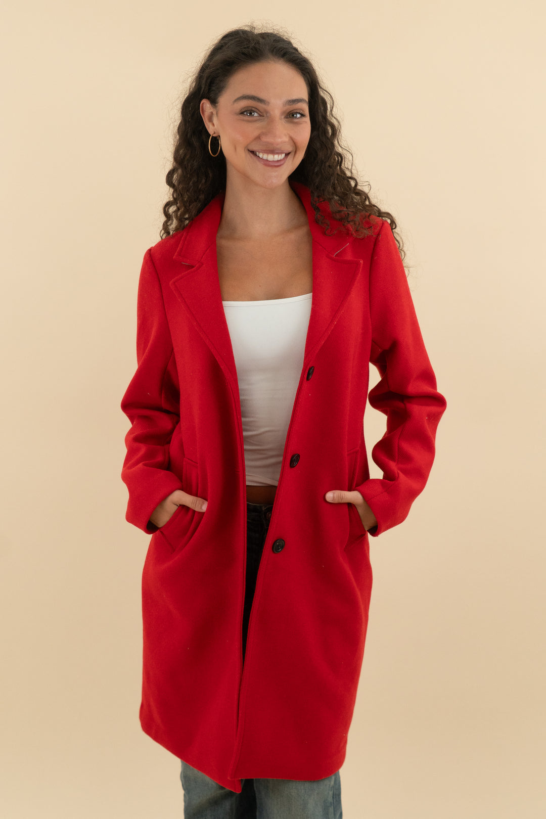 abercrombie & fitch red dad coat (s; retail $220)