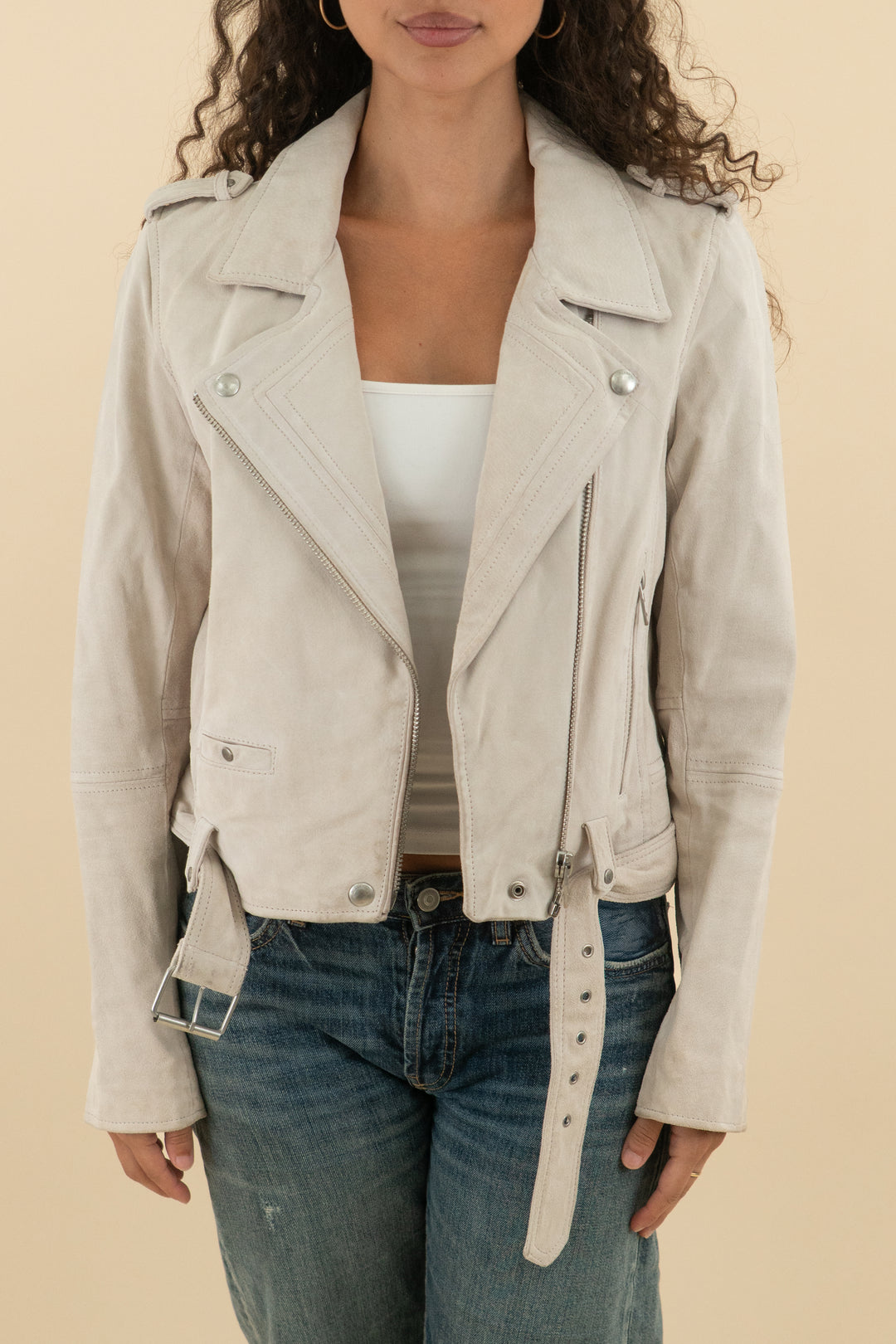 Blanknyc Ivory Leather Jacket (l; retail $128)