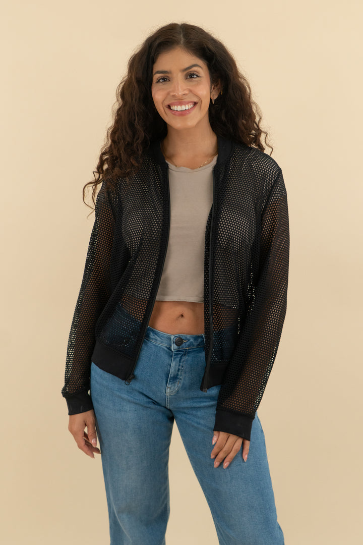 Koral Black Mesh Zip Up (m; retail $50)