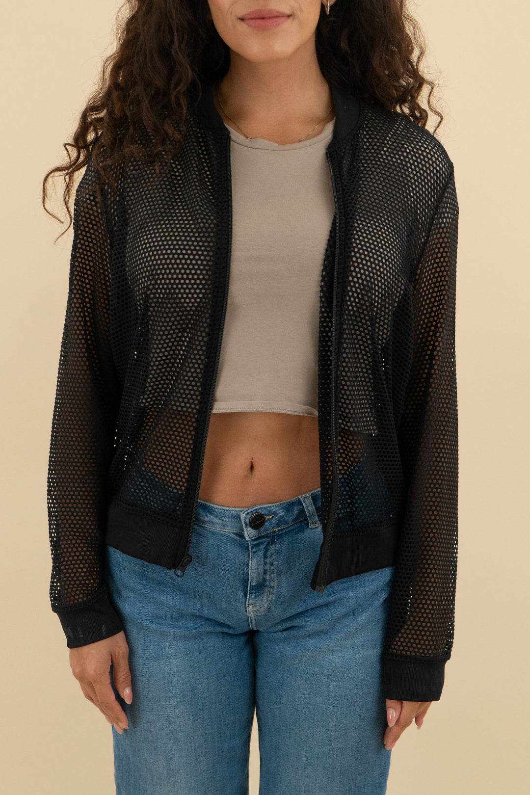 Koral Black Mesh Zip Up (m; retail $50)