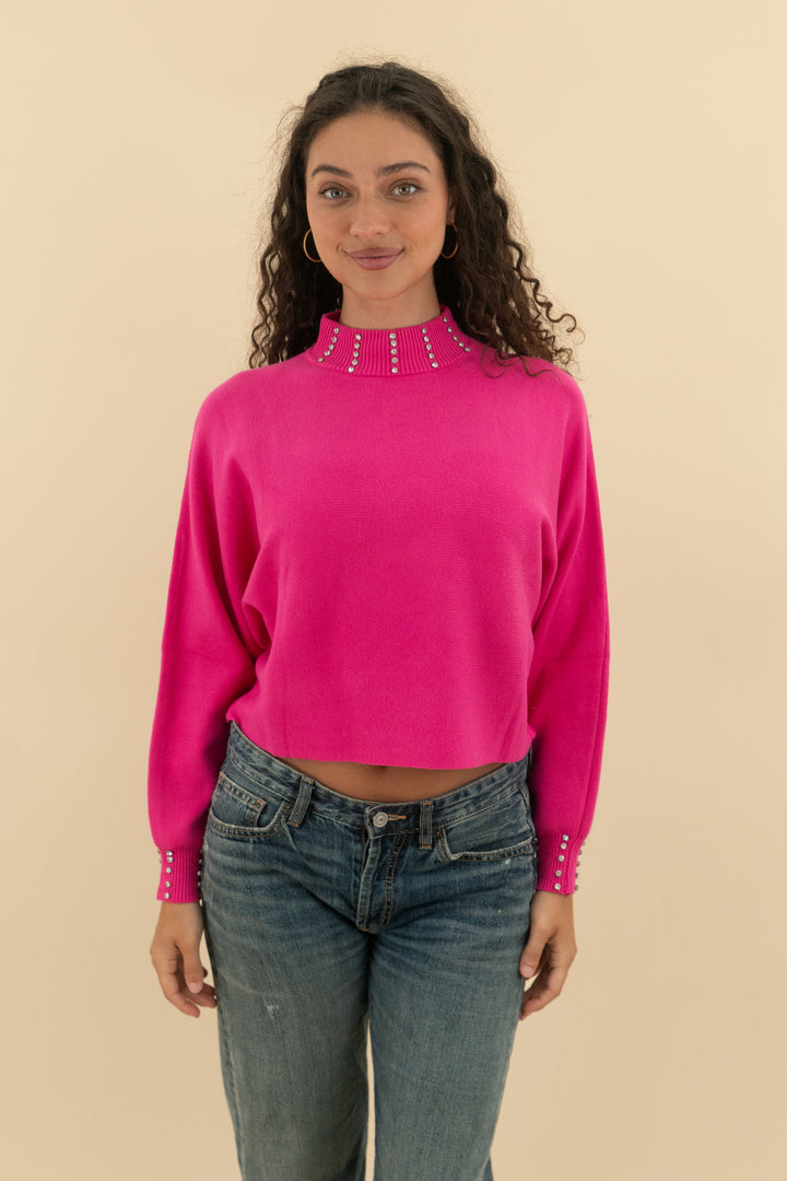 Self Same Pink Mock Neck with Rhinestones (s; retail $55)