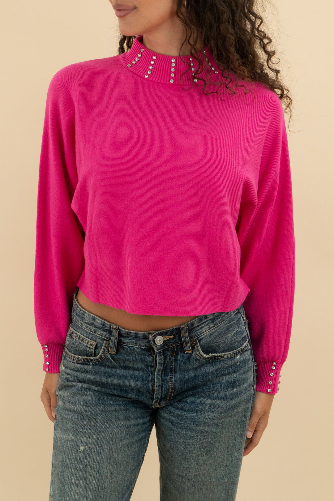 Self Same Pink Mock Neck with Rhinestones (s; retail $55)