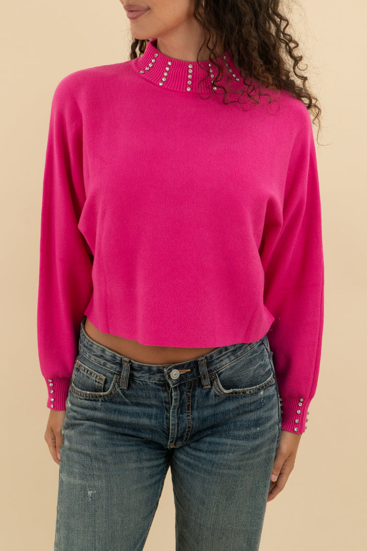 Self Same Pink Mock Neck with Rhinestones (s; retail $55)