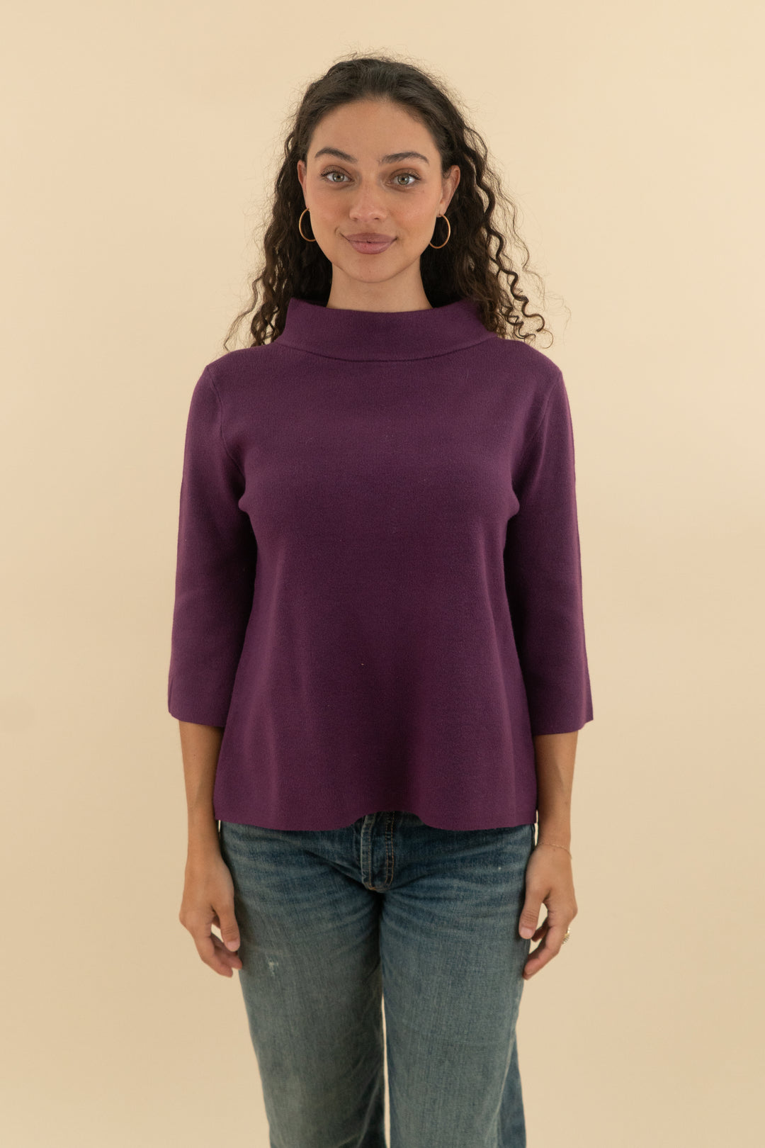 Avara Purple Mock Neck Sweater (xs; retail $64)