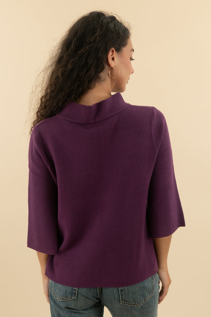 Avara Purple Mock Neck Sweater (xs; retail $64)