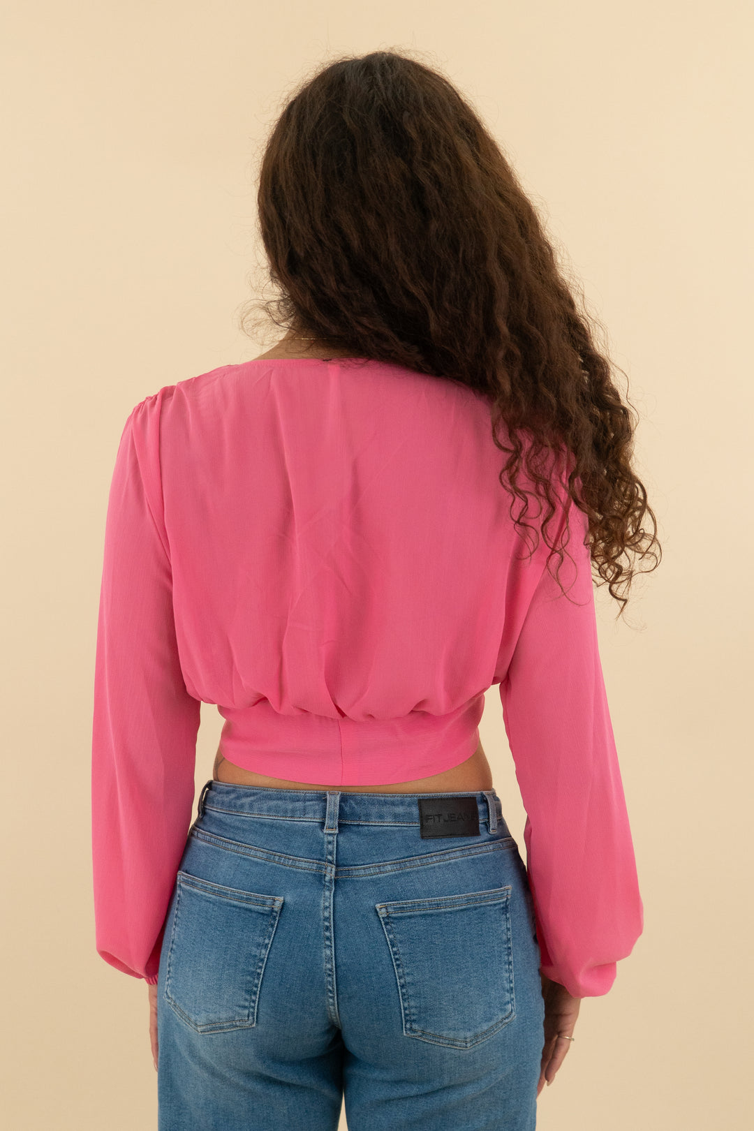the closet pink balloon sleeve wrap top nwt (m; retail $35)