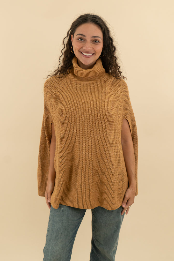 Kirundo Camel Brown Roll Neck Cape nwt (s; retail $40)