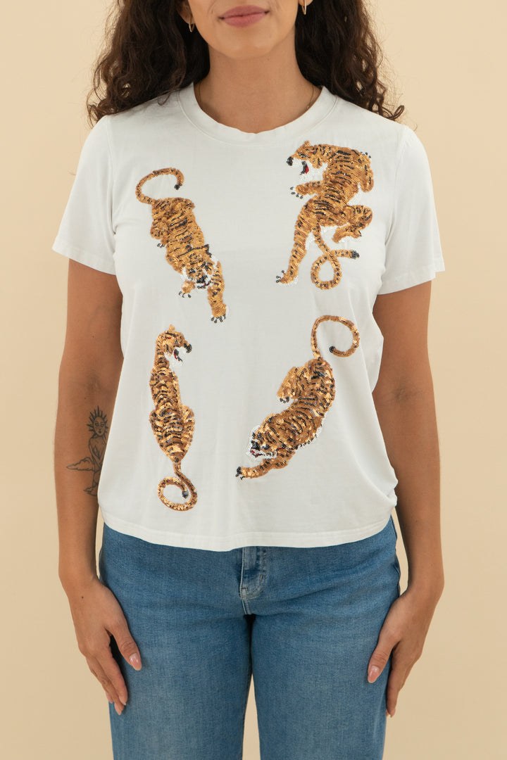 Queen of Sparkles Sequin Tiger Tee (m; retail $110)