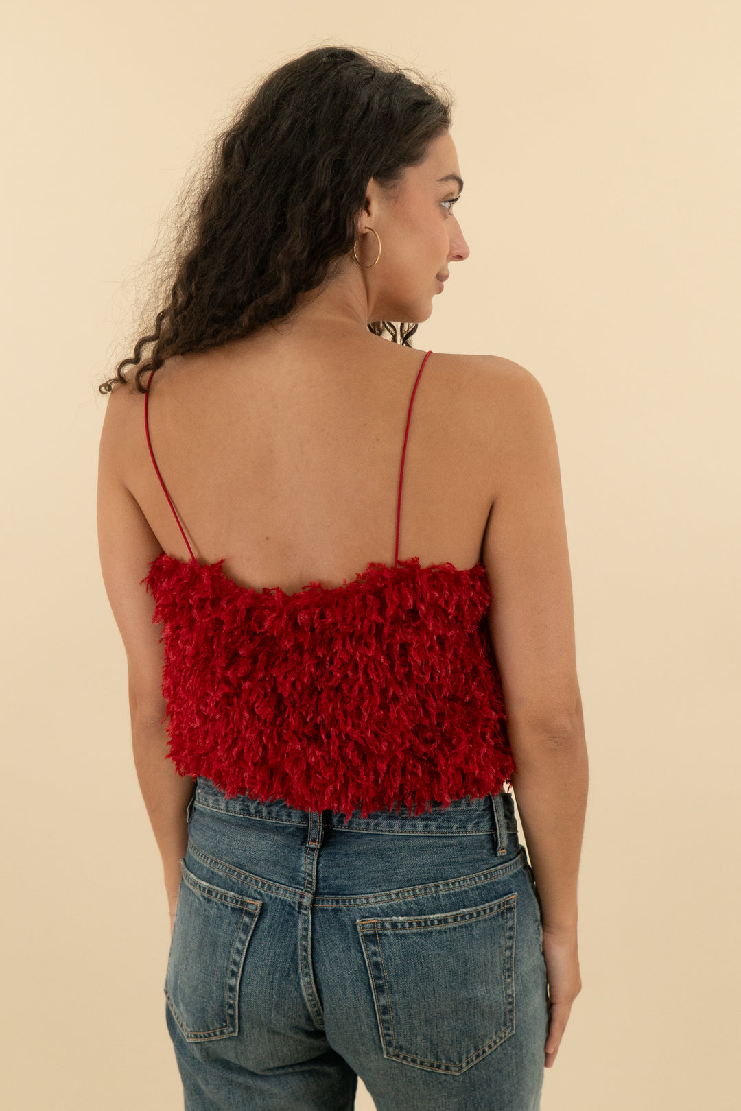 show me your mumu red textured crop top nwt (m; retail $98)