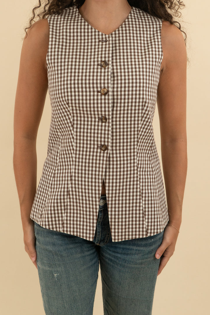 astr the label brown gingham vest top nwt (s; $128)