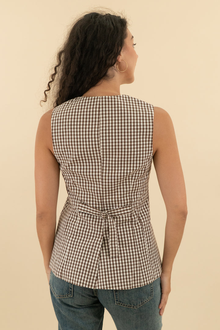astr the label brown gingham vest top nwt (s; $128)