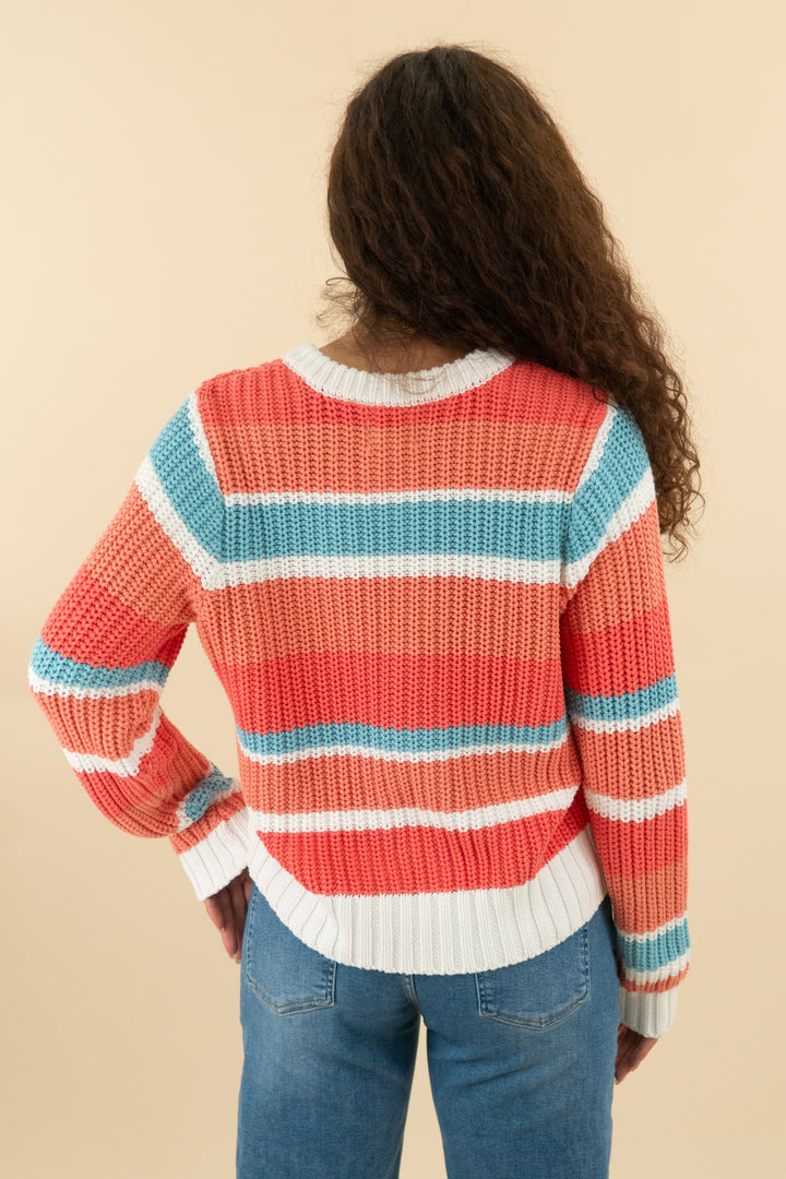 show me your mumu pink and blue striped knit cardigan nwt (s; retail $168)