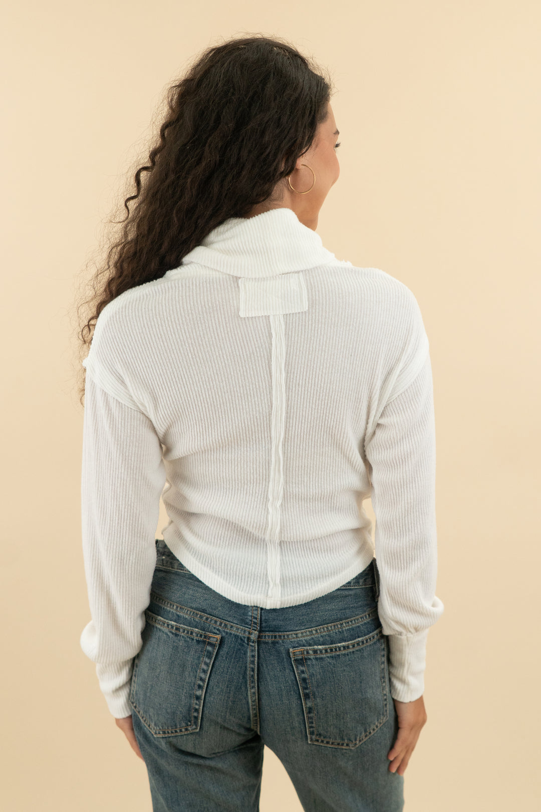 41. we the free white ribbed long sleeve crossover top (s; retail $80)