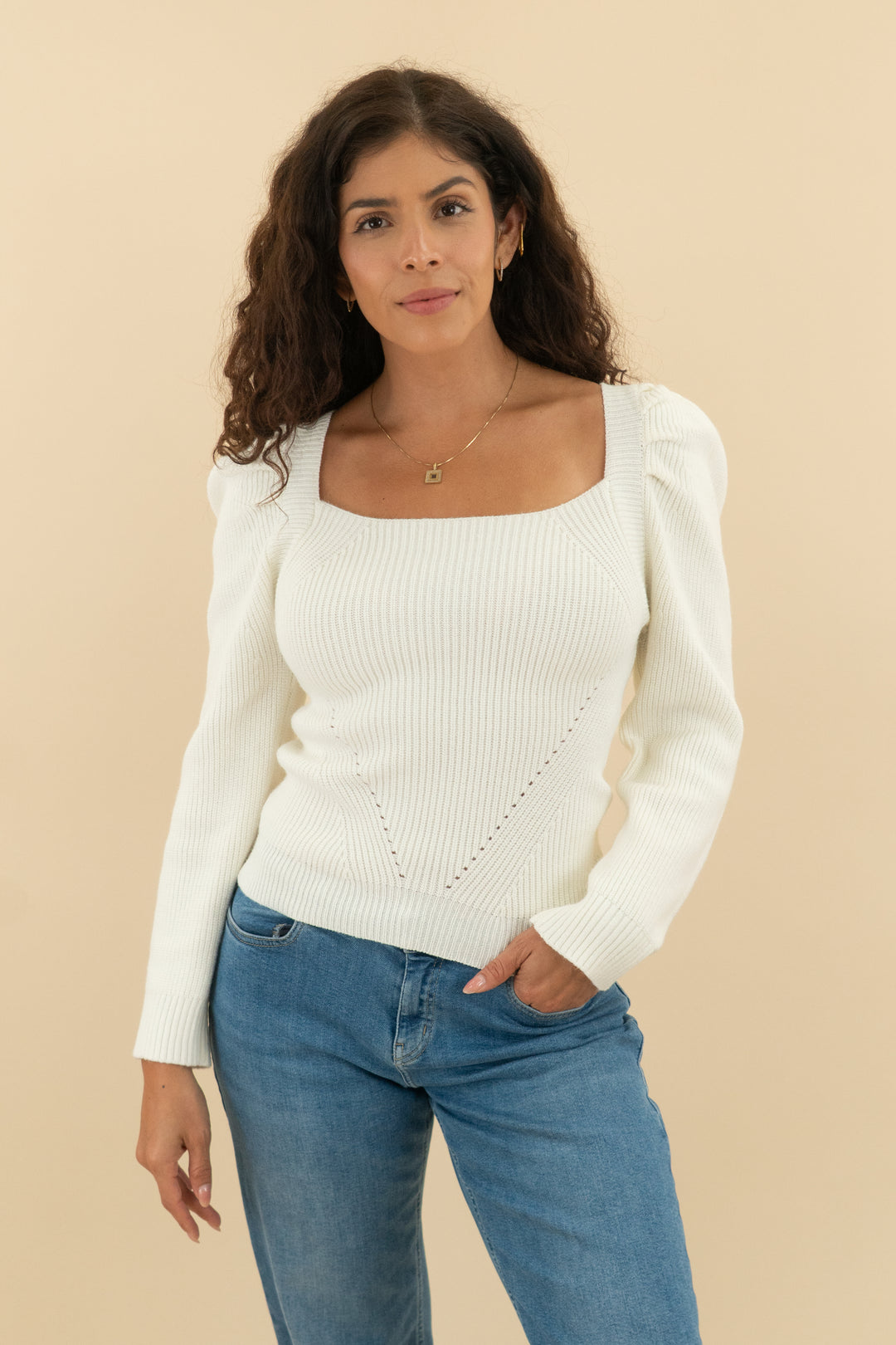 idem ditto ivory knit sweater top (m; retail $58)