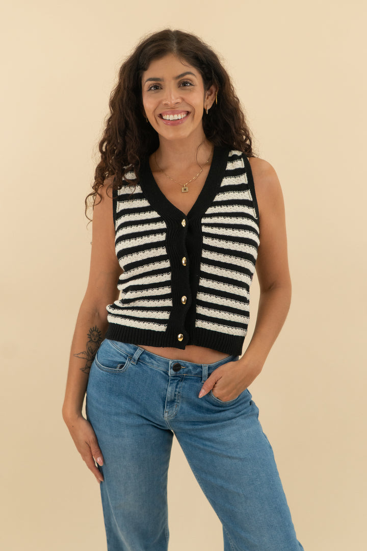 maeve black and white striped vest (xs; retail $88)